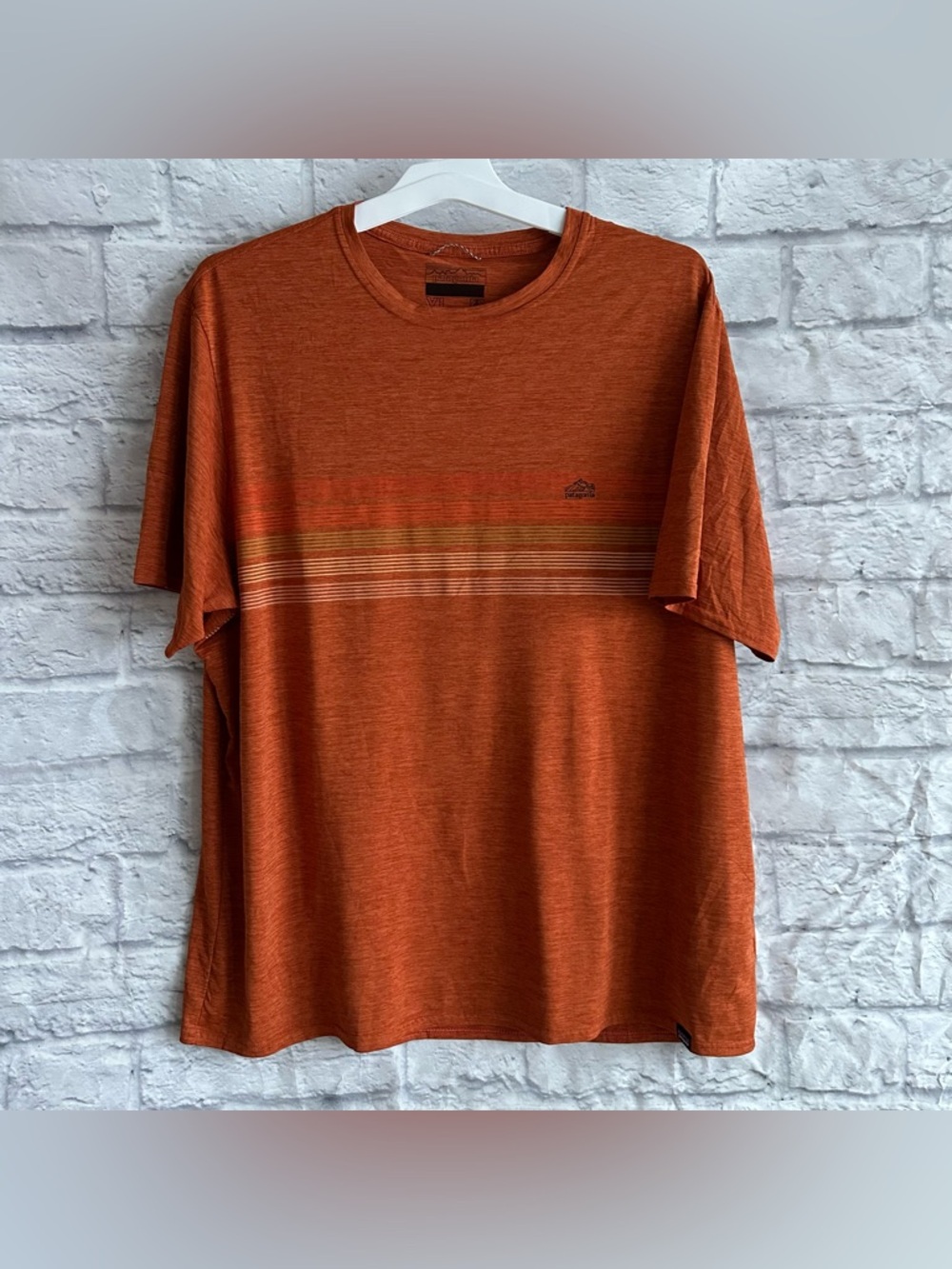 PREOWNED PATAGONIA MENS SHORT SLEEVE ORANGE TSHIRT SIZE XL